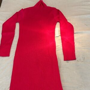 VENUS Hot Pink Ribbed Mock Neck with Key hole back